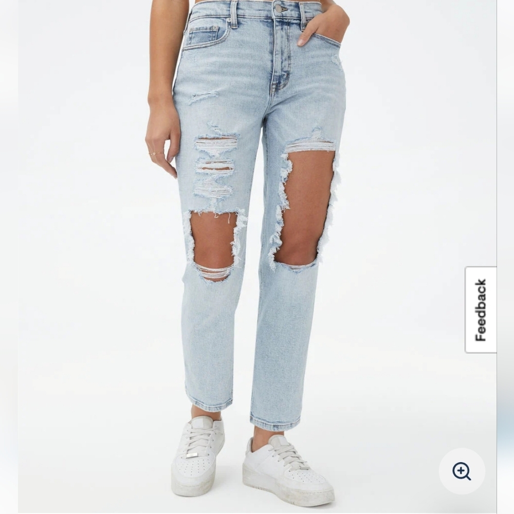 Aeropostale High-Rise Stretch Distressed Mom Jean